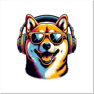 Shiba Inu Smiling DJ: Bold Colors, Musical Vibe Posters and Art